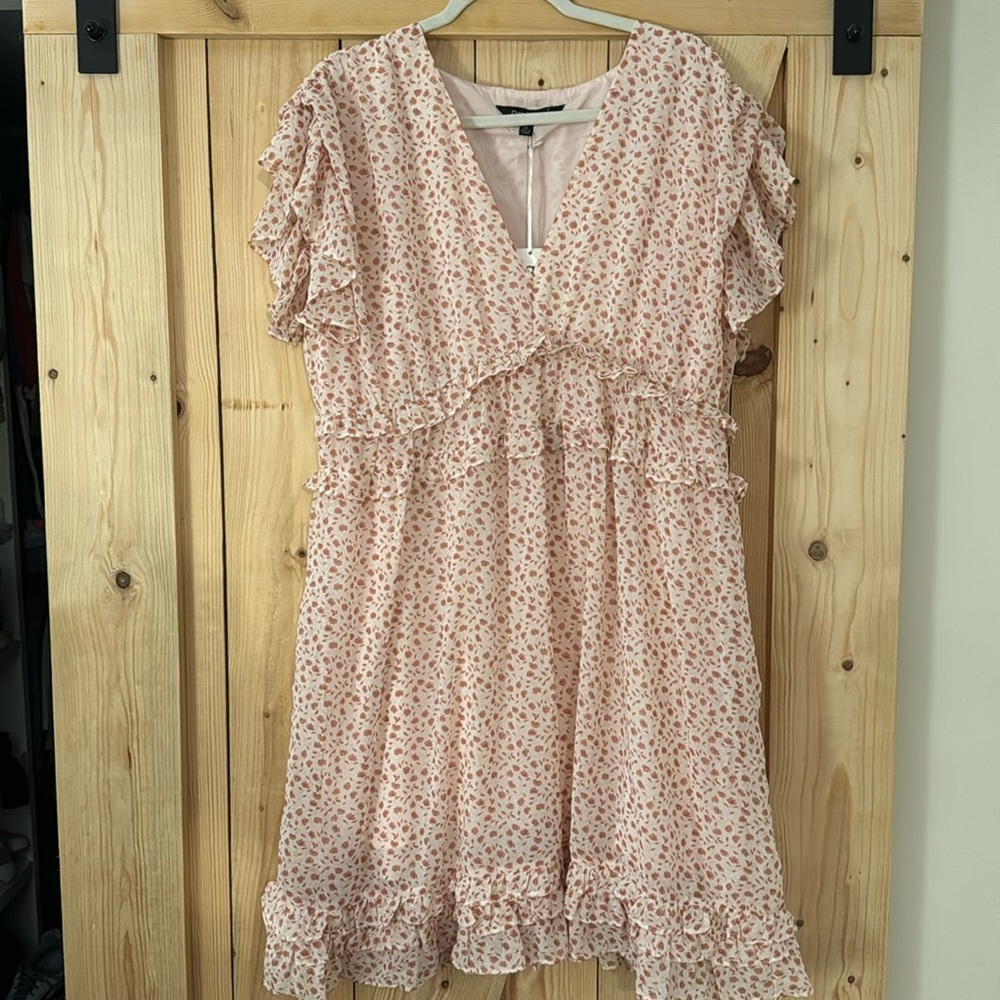 NWT ruffle dress with rose print